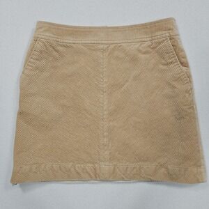 Boden‎ Tan Corduroy Mini Skirt 6P Petite Lined Zip Back Preppy Classic Academia